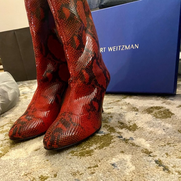 Stuart Weitzman | Verona 80mm Boots in Red Python, size 9US (39.5IT) - Picture 4 of 8